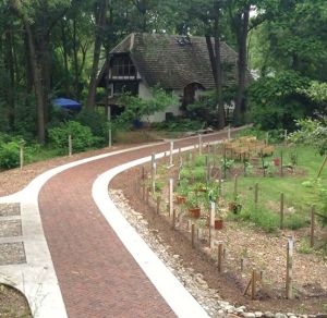 Built of Metropolitan Block pavers salvaged from 3rd St. in Goshen. Completed 2012.